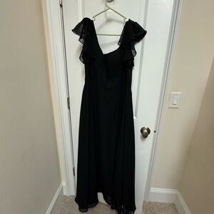 Azazie Black Maxi Dress with Ruffle Sleeves